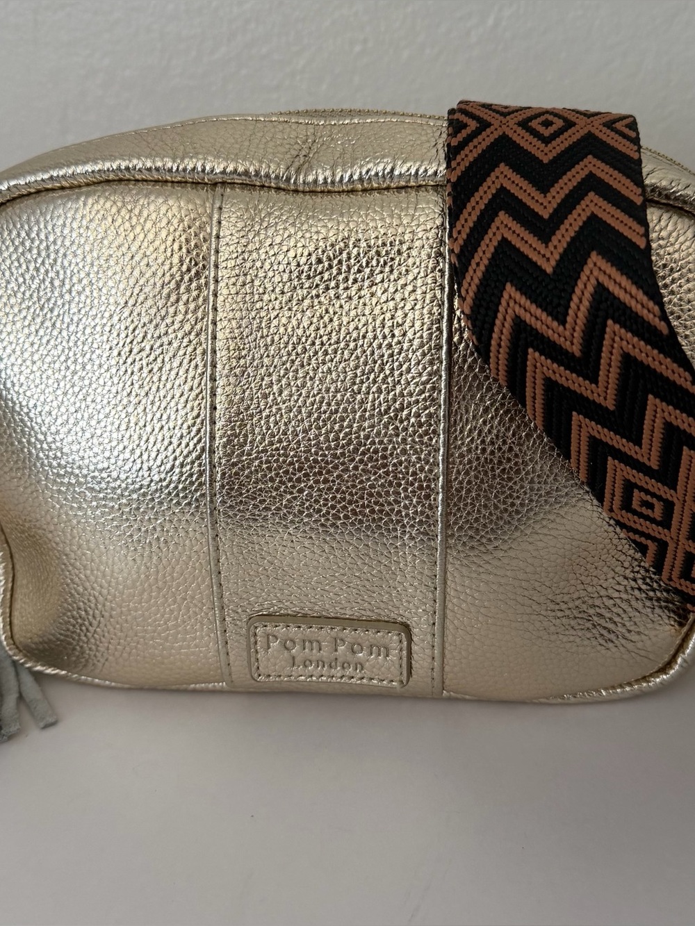 Pom Pom London City Crossbody Bag in Metallic Gold